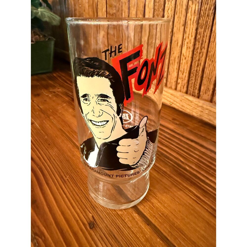 Vintage 1977 Fonzie Happy Days Collector Glass • Dr Pepper Advertising Glass